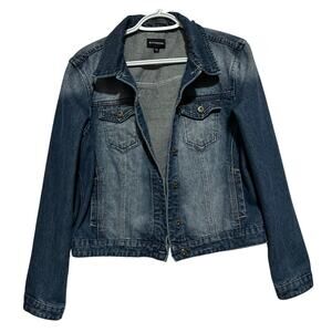 Ranbeeri Women's Blue Denim‎ Distressed Jean Jacket Size XL